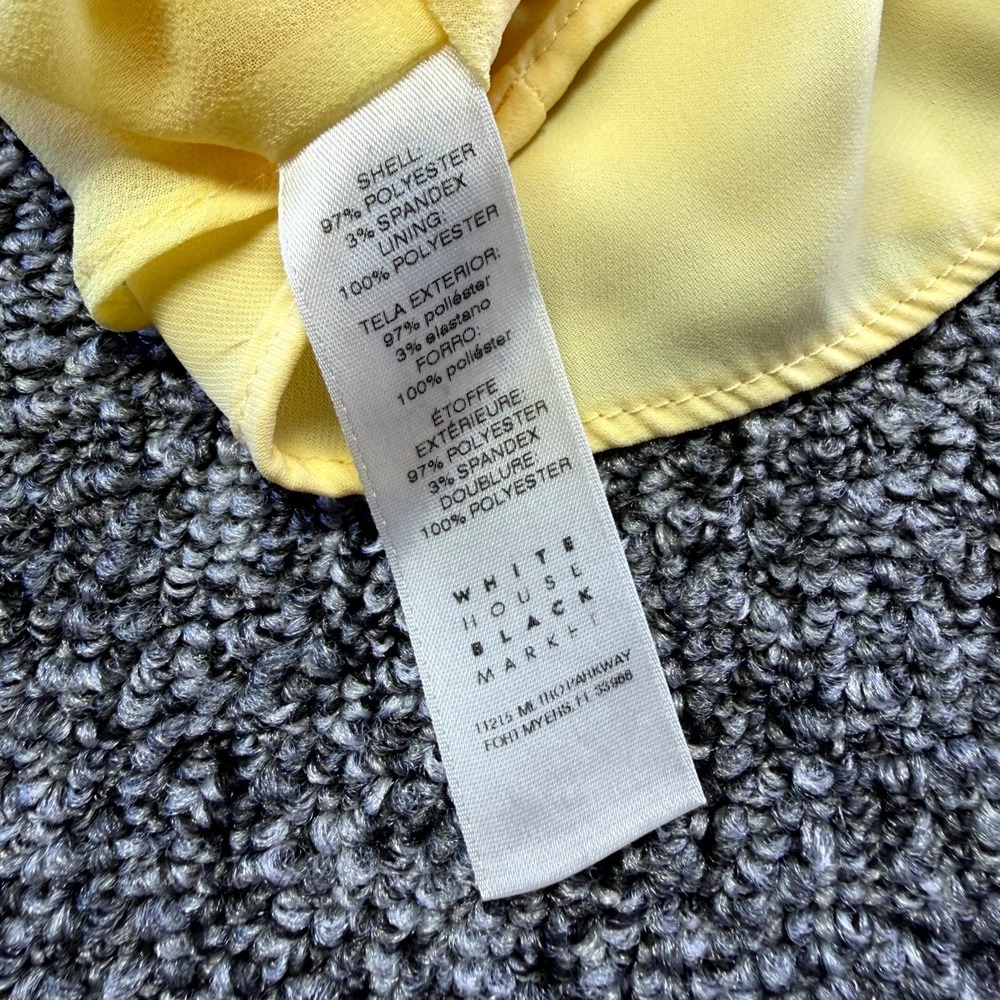 White House Black Market Blouse Top Womens 6 Yellow Lined Sleeveless Back Zip - Picture 11 of 16